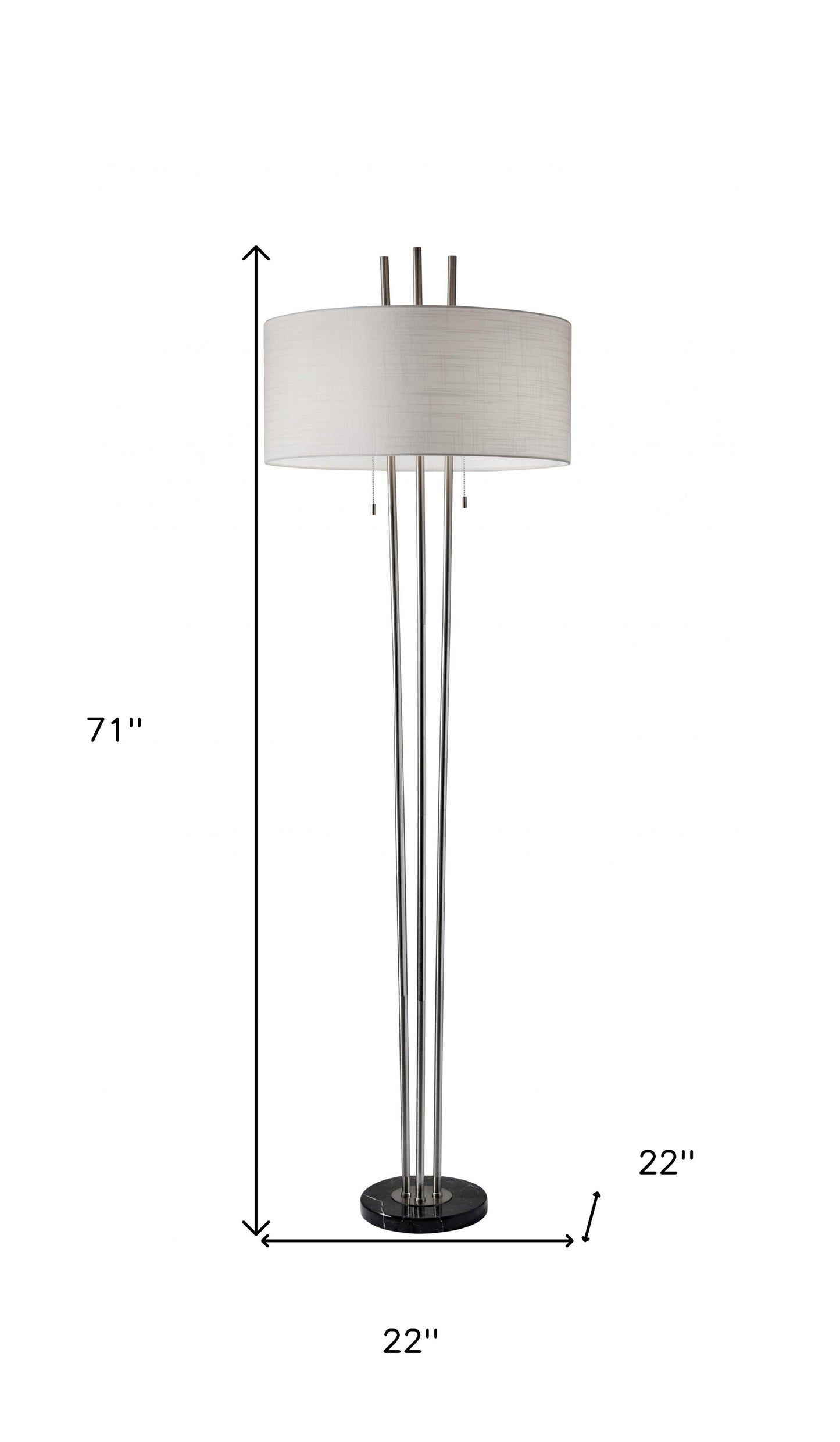 71" Two Light Traditional Shaped Floor Lamp With White Drum Shade