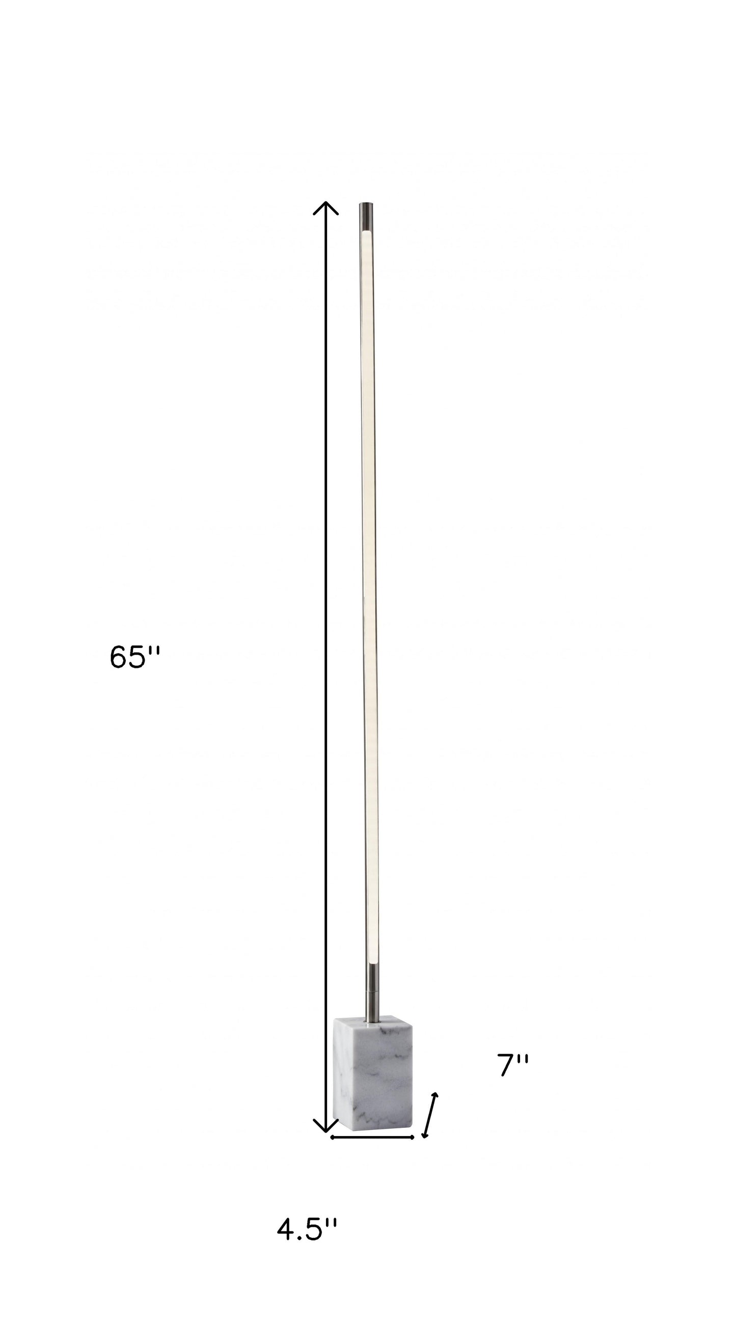 Minimalist Ambient Glow Led Floor Lamp With Dimmer In Brushed Steel And White Marble