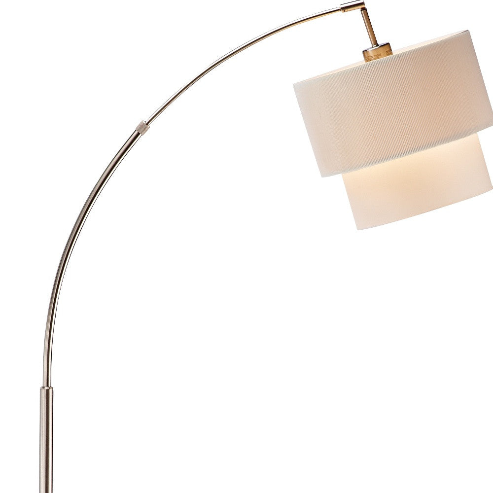 71" Arched Floor Lamp With White Drum Shade