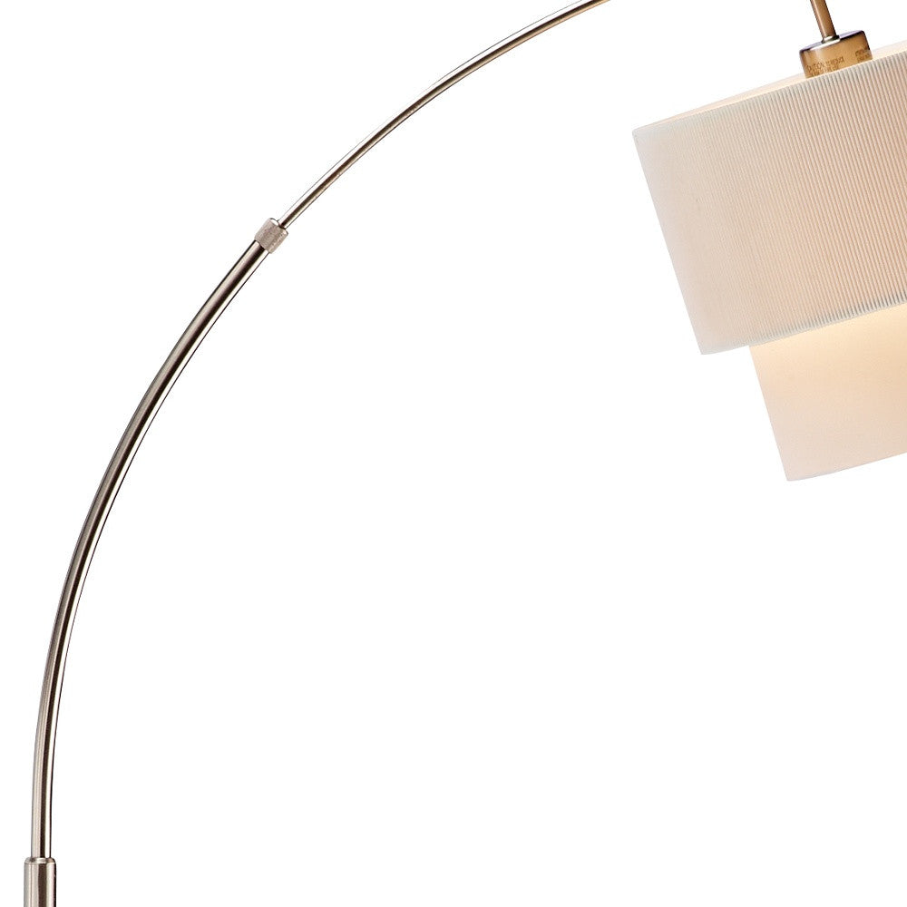 71" Arched Floor Lamp With White Drum Shade