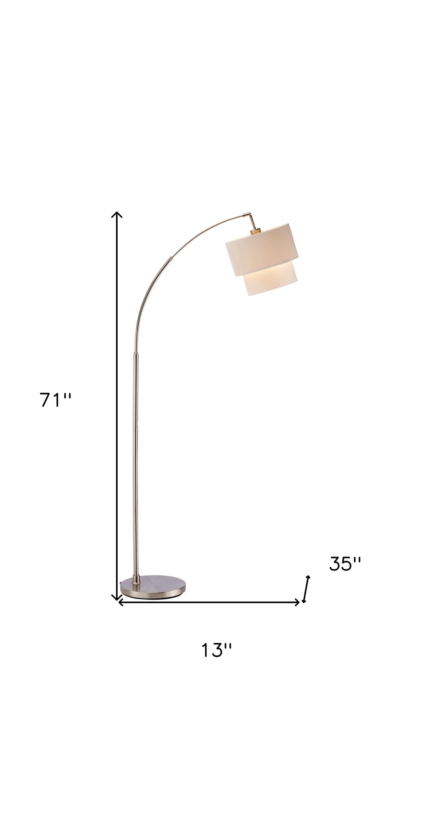 71" Arched Floor Lamp With White Drum Shade