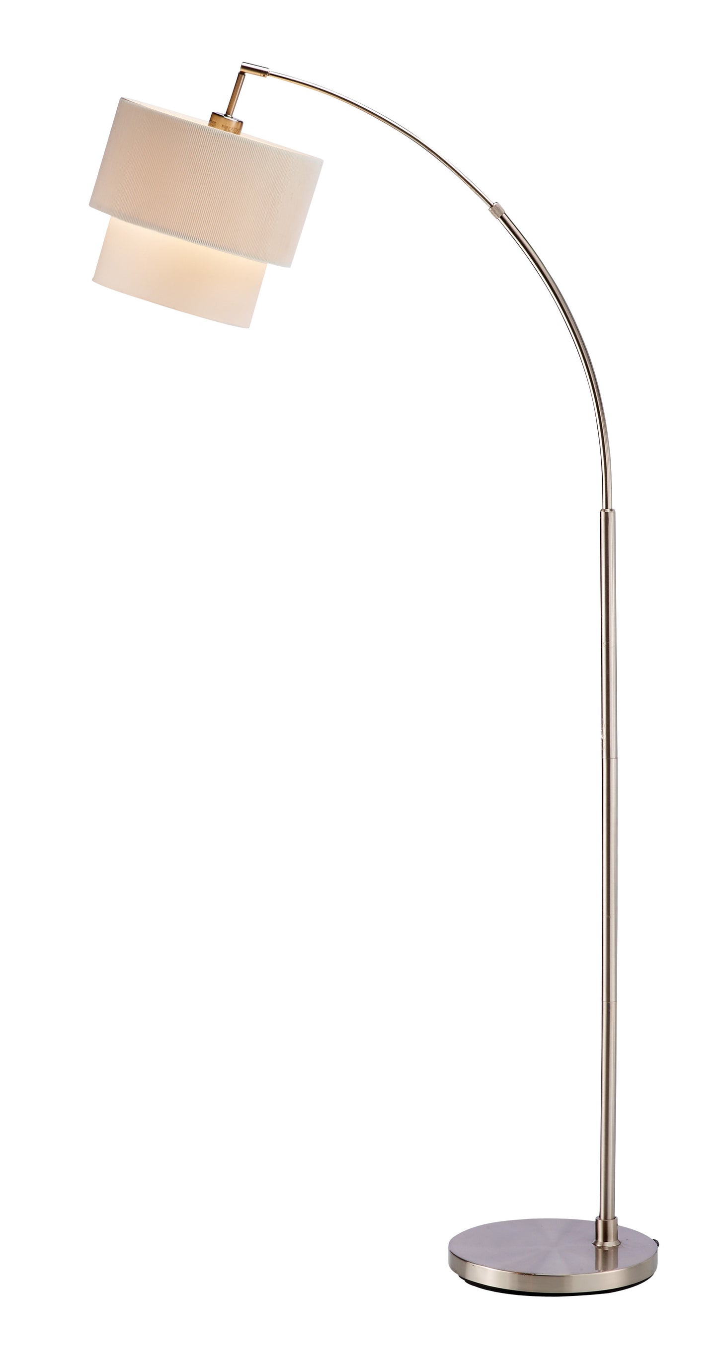 71" Arched Floor Lamp With White Drum Shade