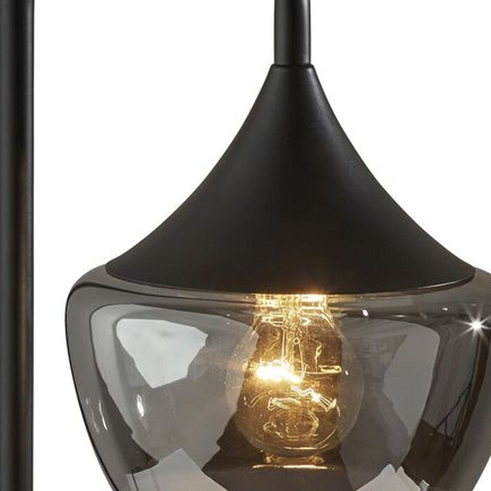 Gnome Smoked Glass Black Metal Table Lamp