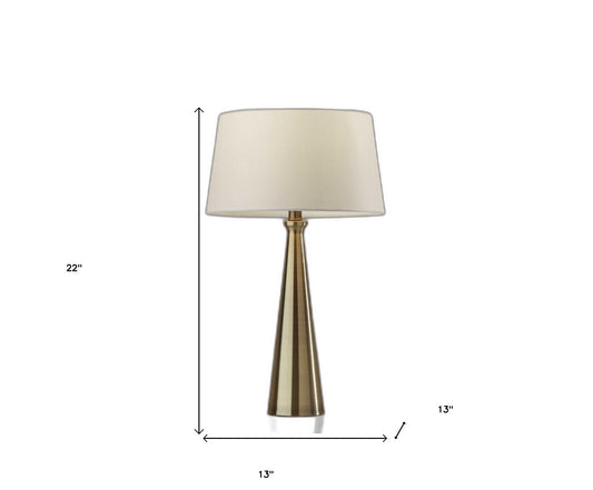 Set Of 2 Contemporary Tapered Brass Metal Table Lamps