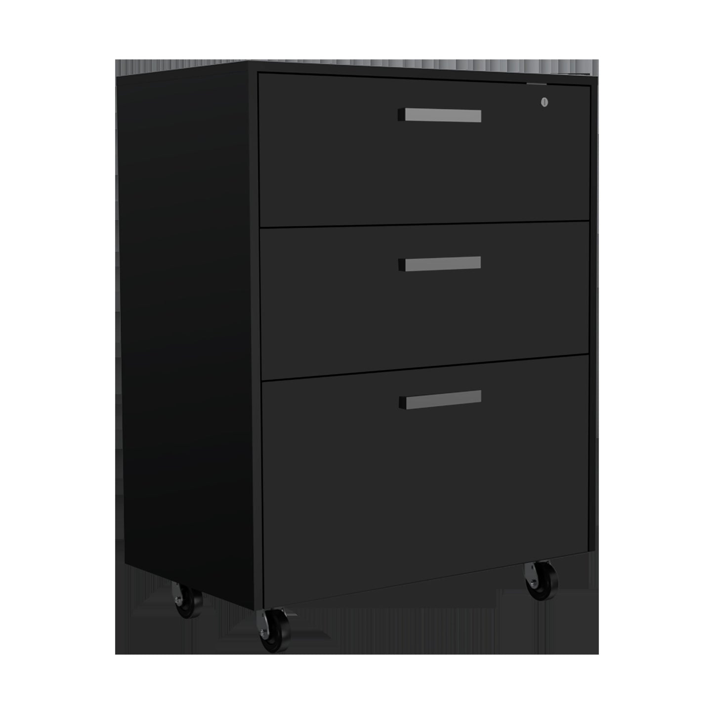 28" Black Wall mounted Accent Cabinet With Eight Shelves And Six Drawers