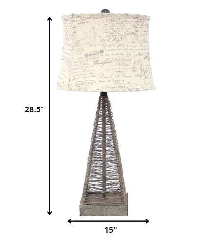 15 X 13 X 28.5 Tan Industrial Metal With Gentle Linen Shade - Table Lamp