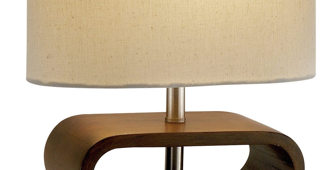 19" Brown Bedside Table Lamp With Natural Cylinder Shade