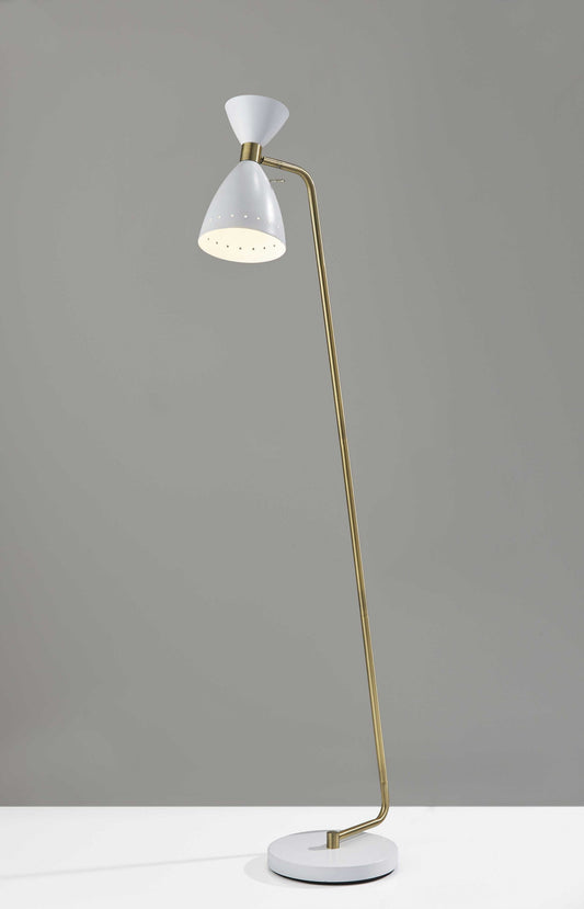 59" White Task Floor Lamp With White Cone Shade