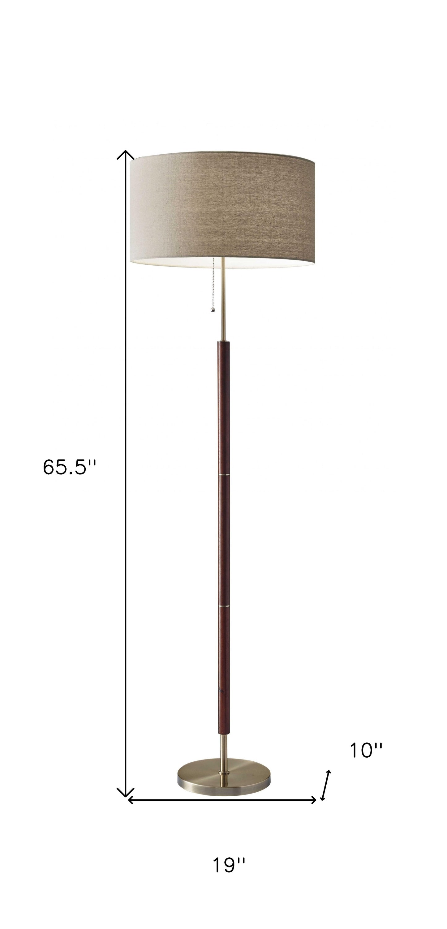 66" Traditional Shaped Floor Lamp With Brown Drum Shade