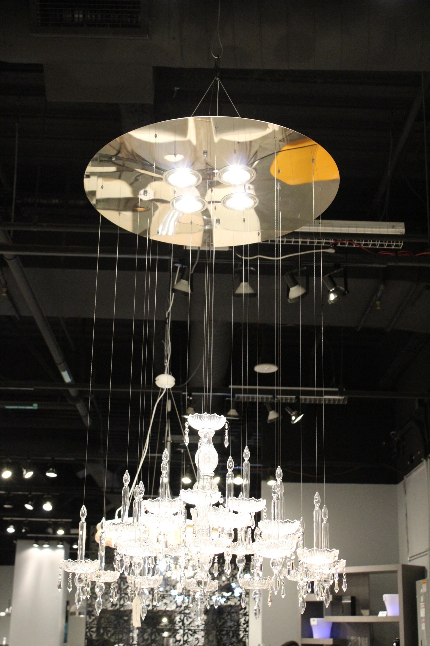 26 X 26 X 43 Clear Crystal Glass Pendant Lamp