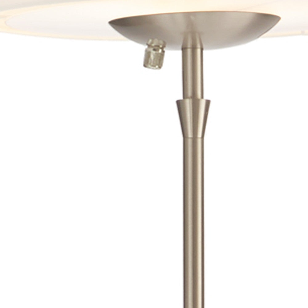 71" Brushed Led Torchiere Floor Lamp With White Empire Shade