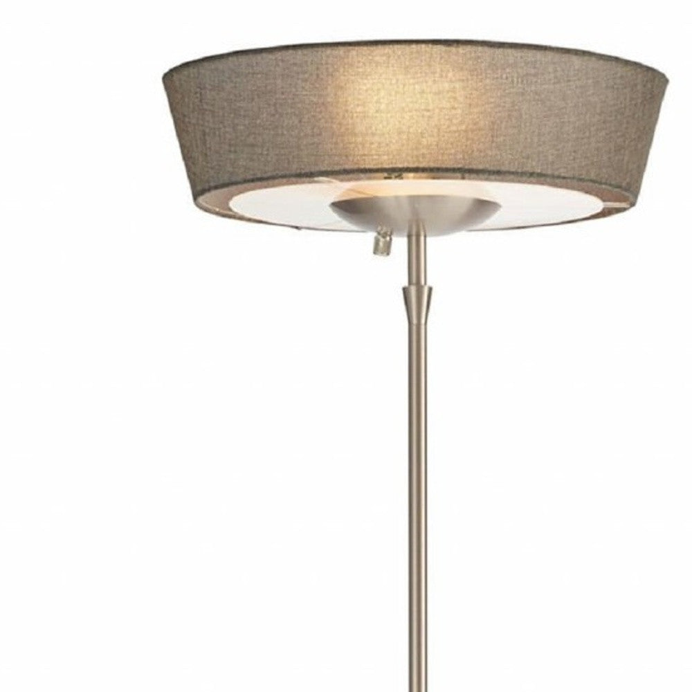 16" X 16" X 71" Brushed Steel Metal 300W Torchiere