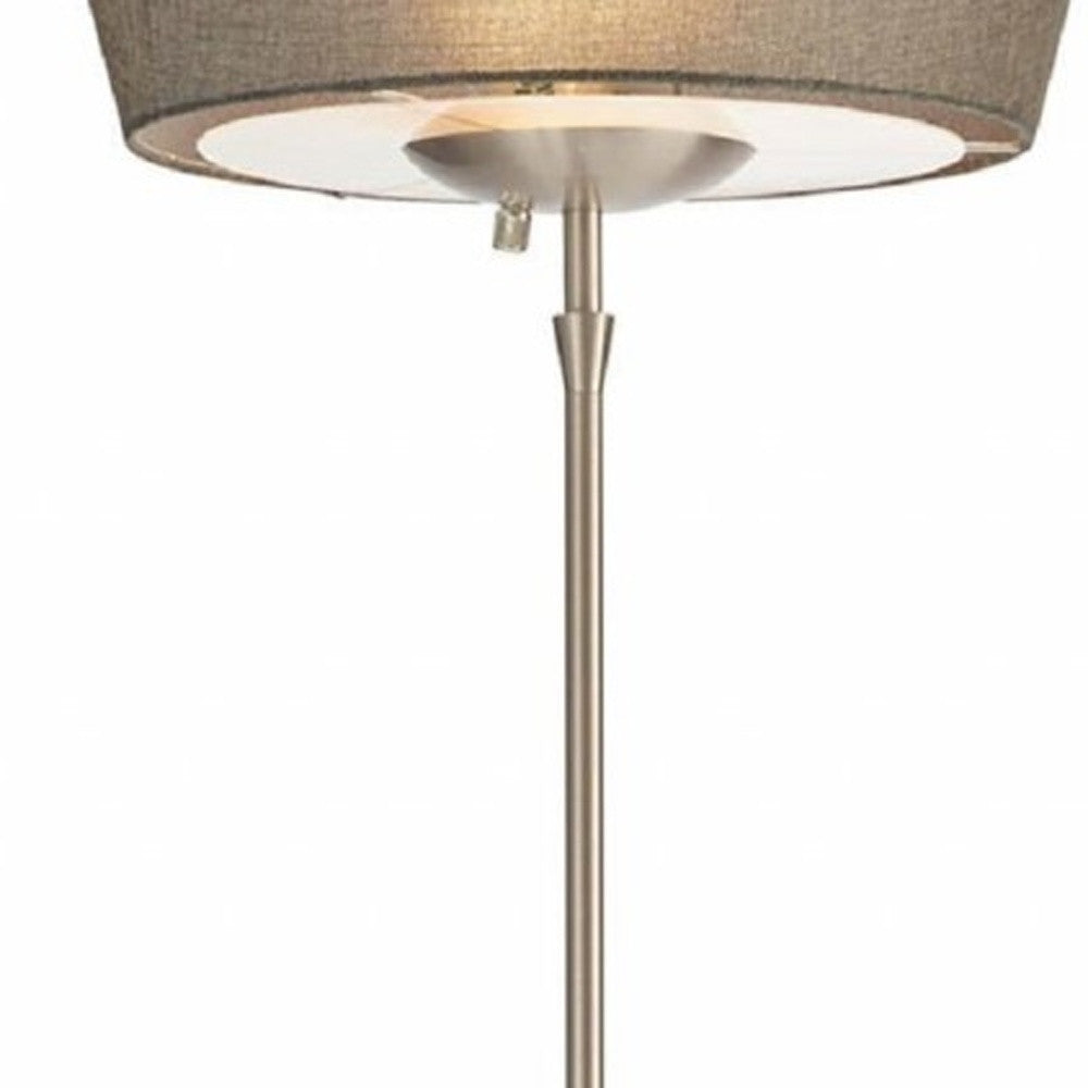 16" X 16" X 71" Brushed Steel Metal 300W Torchiere