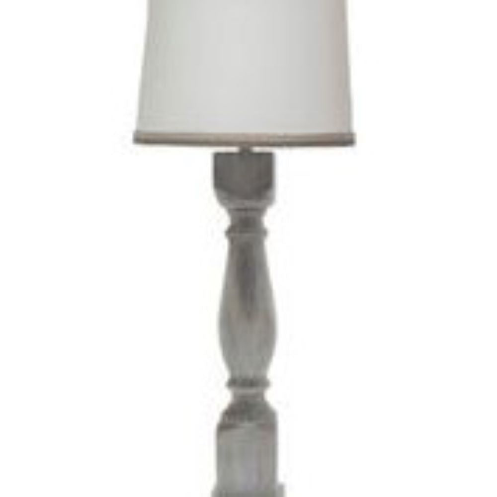 31" Washed Brown Standard Table Lamp With White Shade