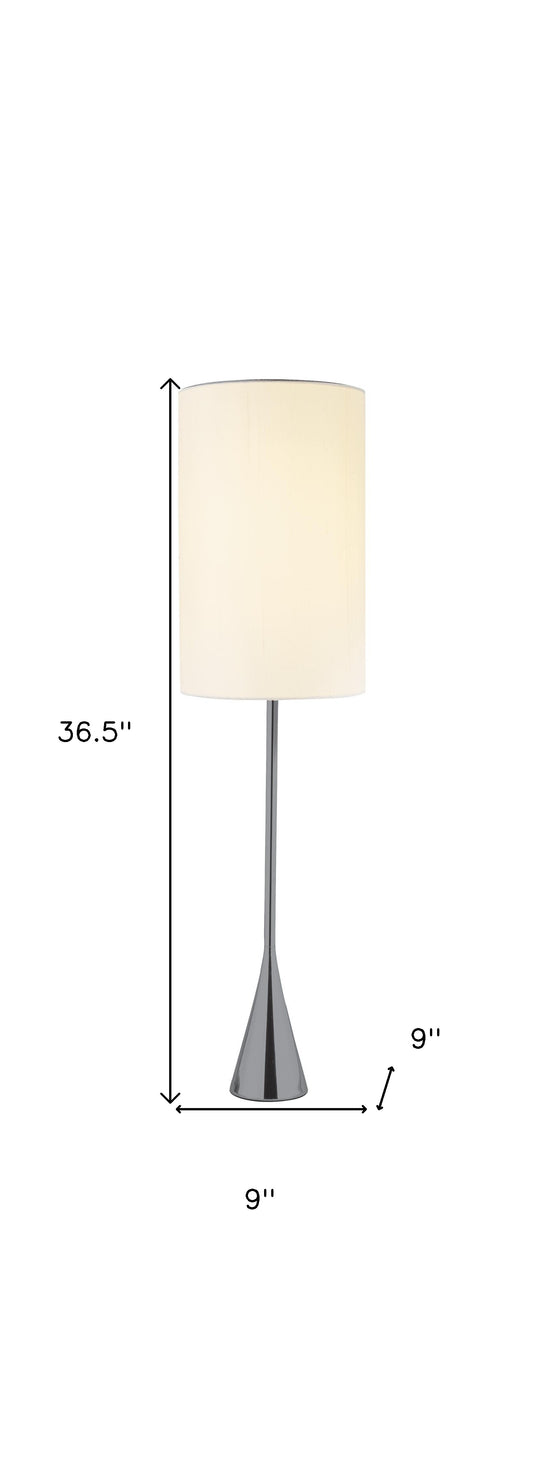 Black Nickel Finish Metal Tall White Shade Table Lamp