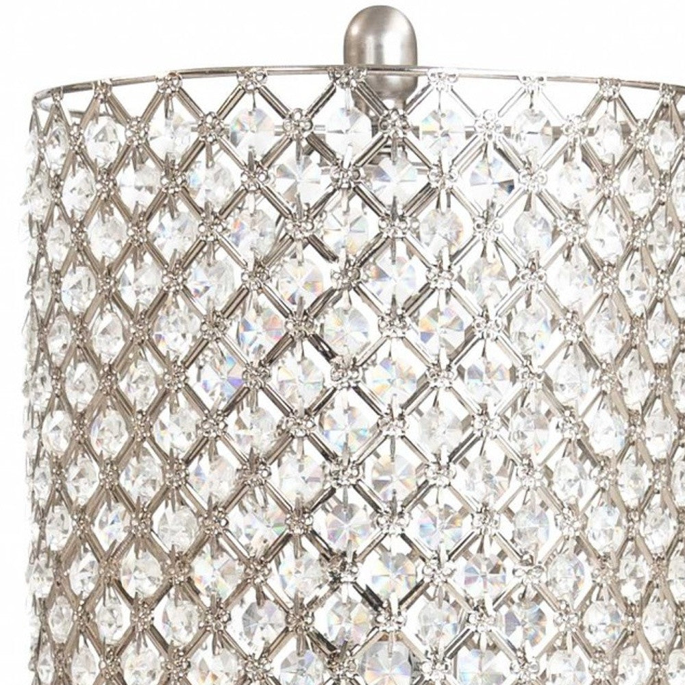 62" Drum Shade Crystal Bead Metal Floor Lamp