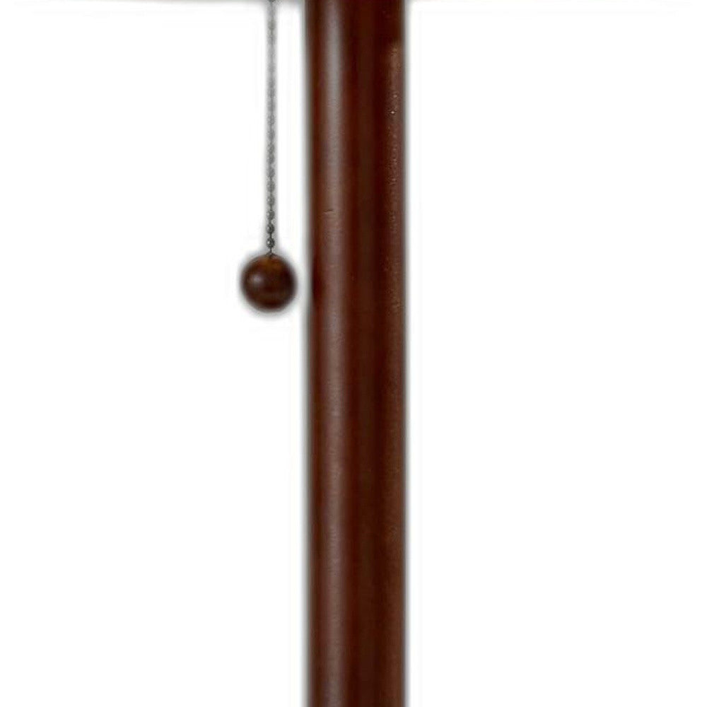 31" Walnut Solid Wood Standard Table Lamp With Beige Shade