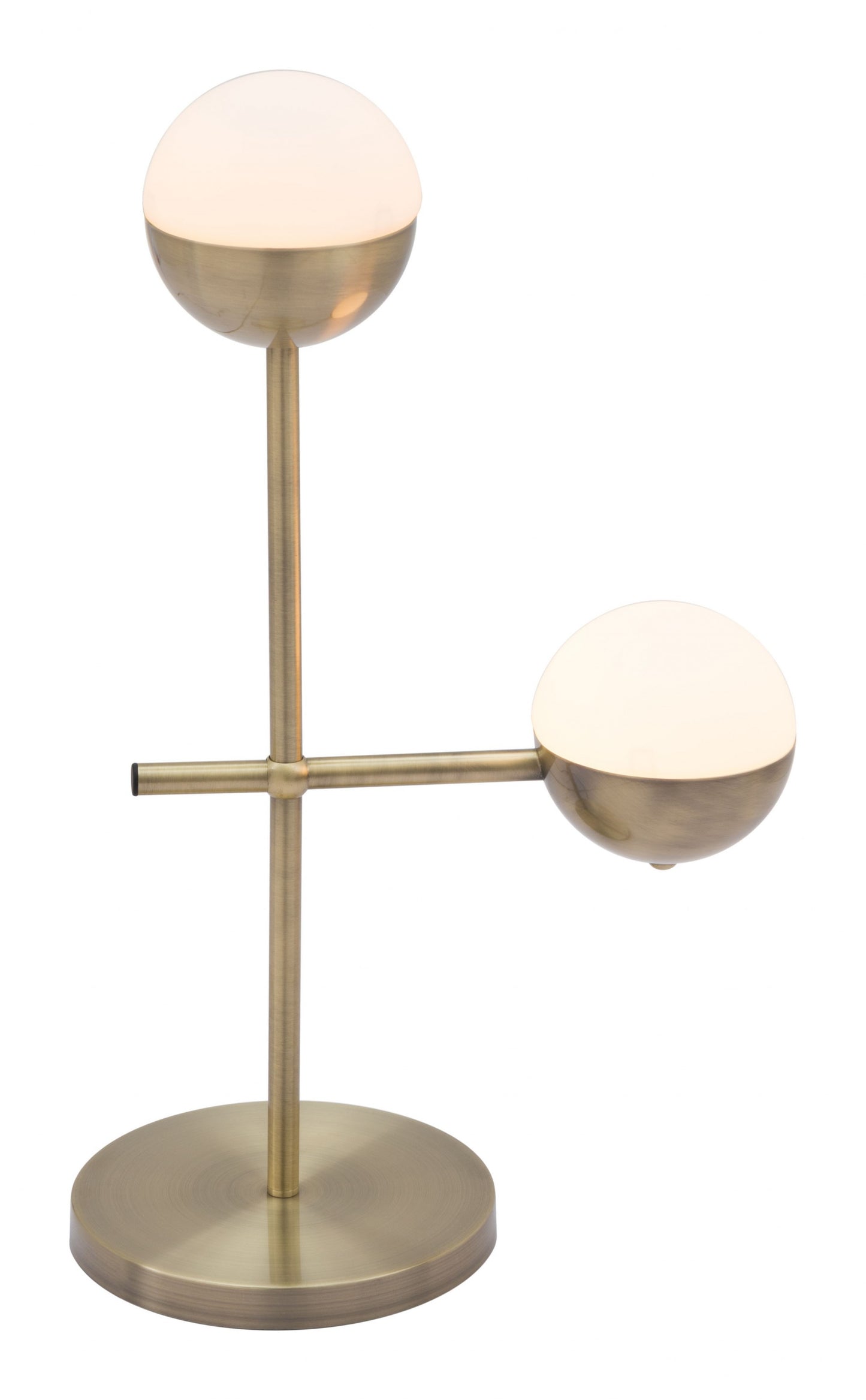 69" Brass Metal Bedside Table Lamp With Off White Globe Shade