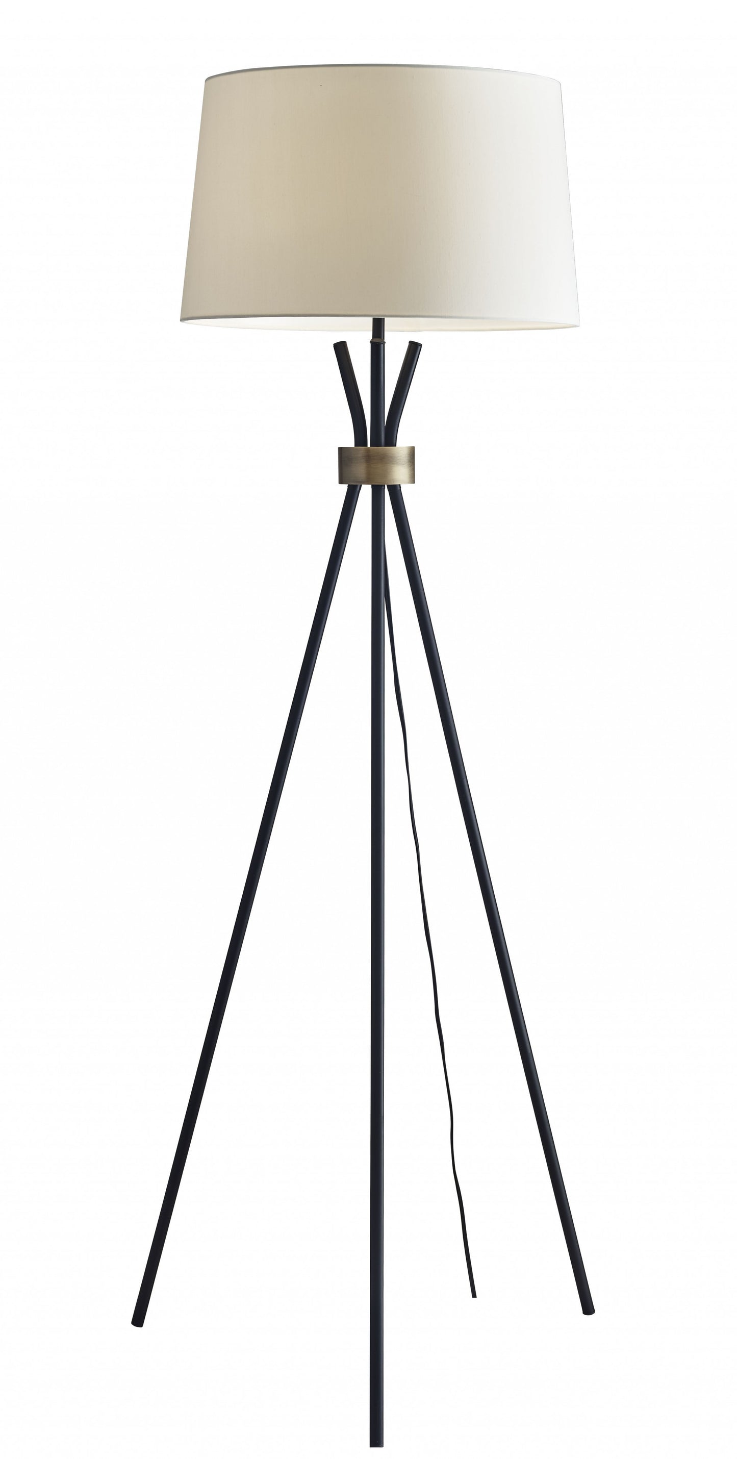 60" Black Tripod Floor Lamp With White Empire Shade