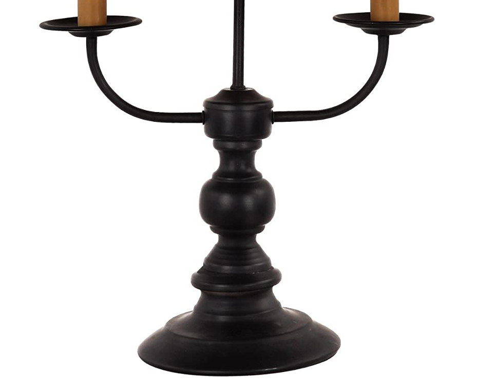 26" Black Metal Three Light Table Lamp With Natural Empire Shade