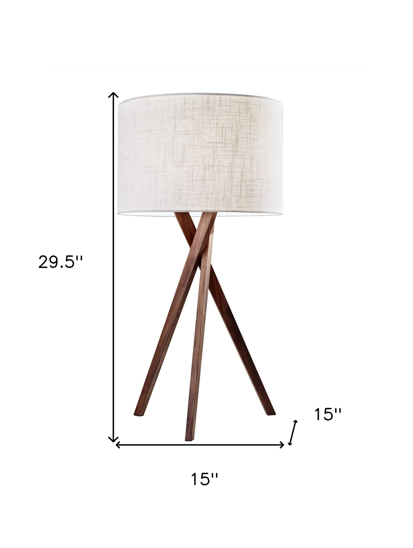 Tripod Leg Walnut Wood Table Lamp