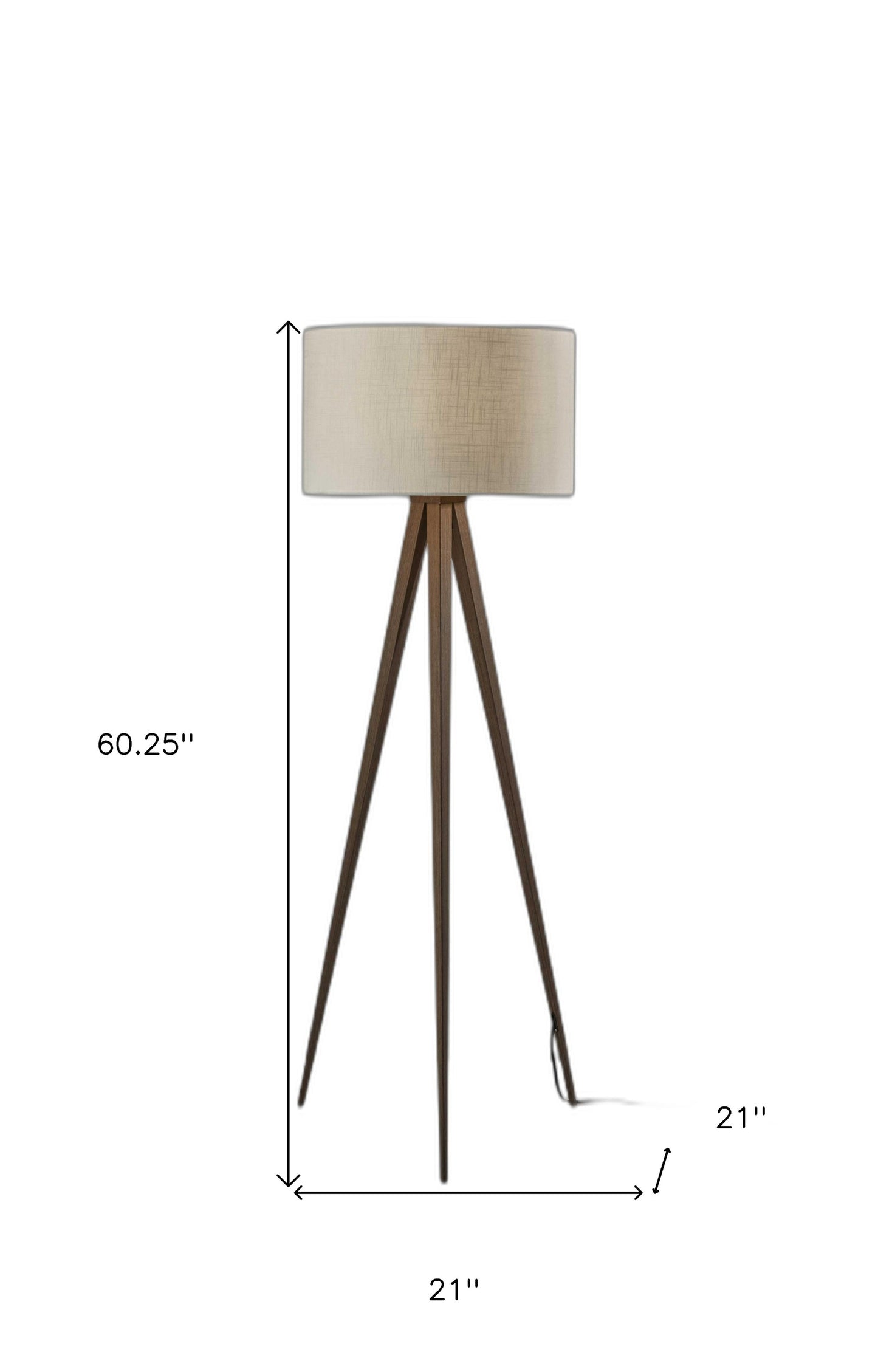 60" Tripod Floor Lamp With White Drum Shade