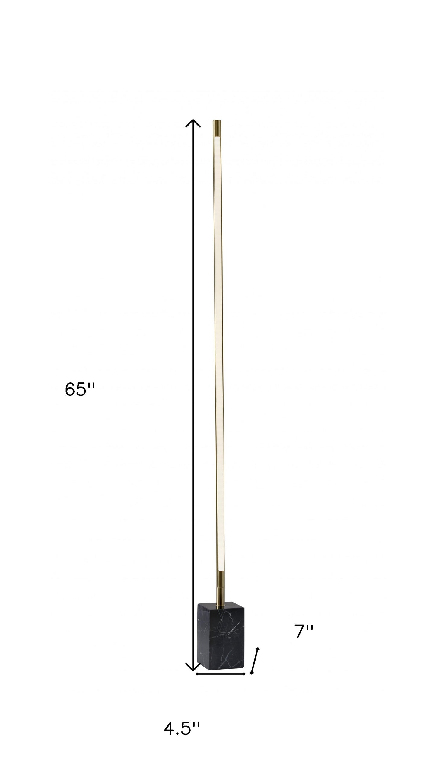 Minimalist Ambient Glow Led Floor Lamp With Dimmer In Antique Brass And Black Marble