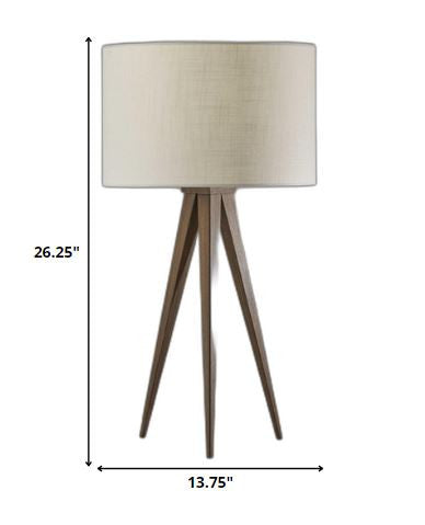 26" Tripod Floor Lamp With White Drum Shade