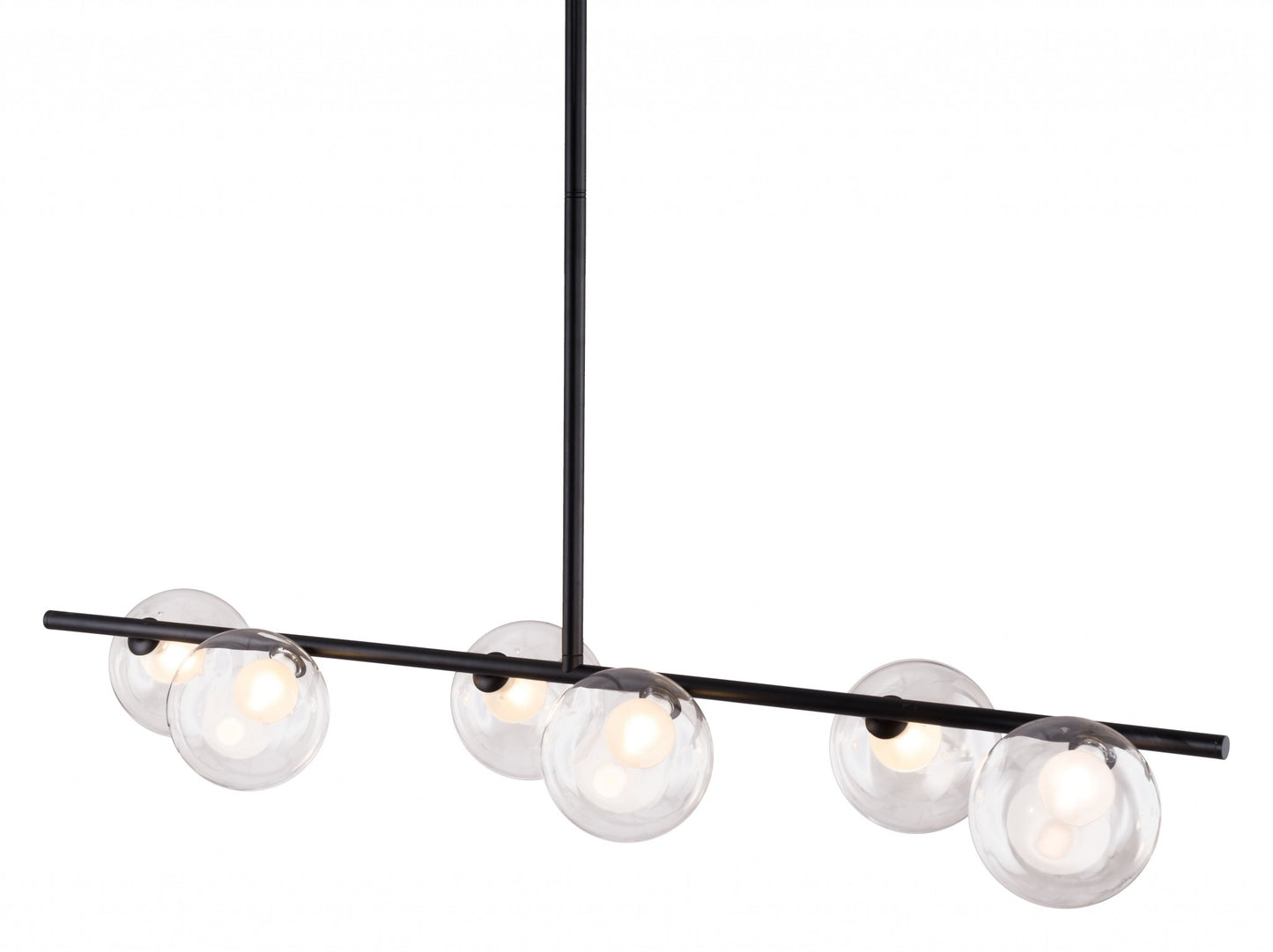 Black Kitchen Island Six Light Metal Ceiling Light