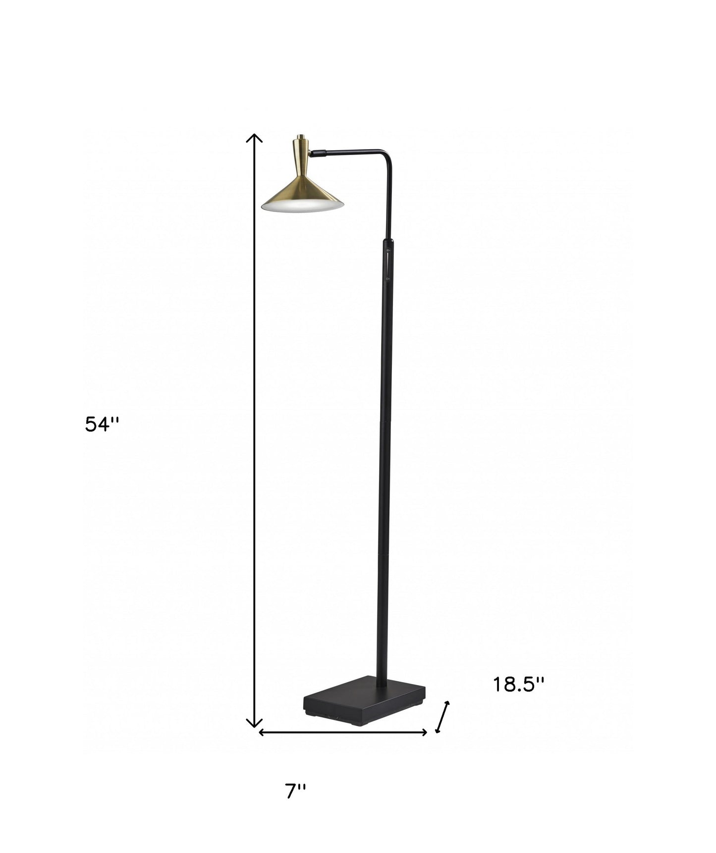 Adjustable Brass Spotlight Led Floor Lamp In Black Metal