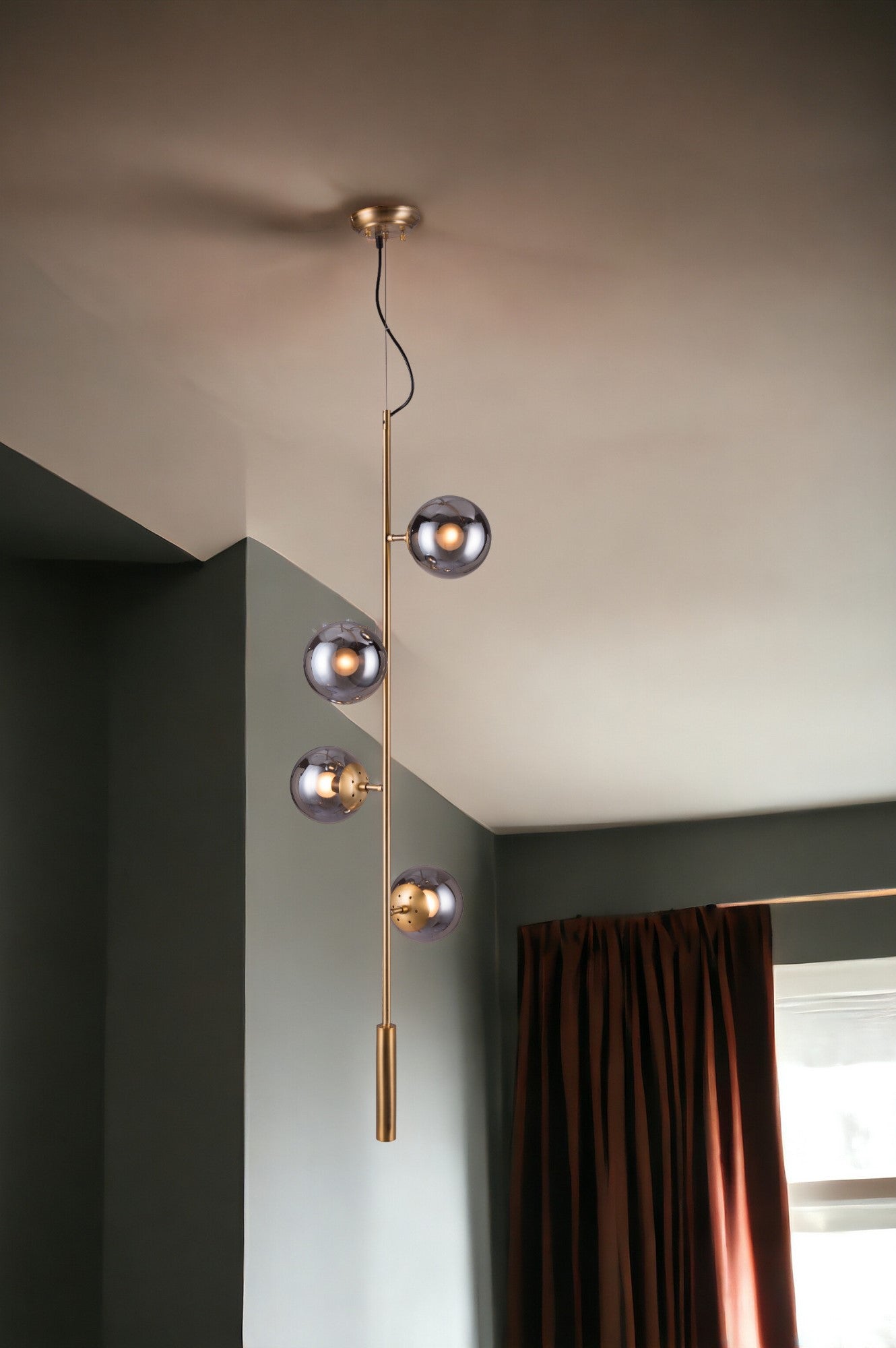 Gold Berry and Smoked Glass Ceiling Lamp