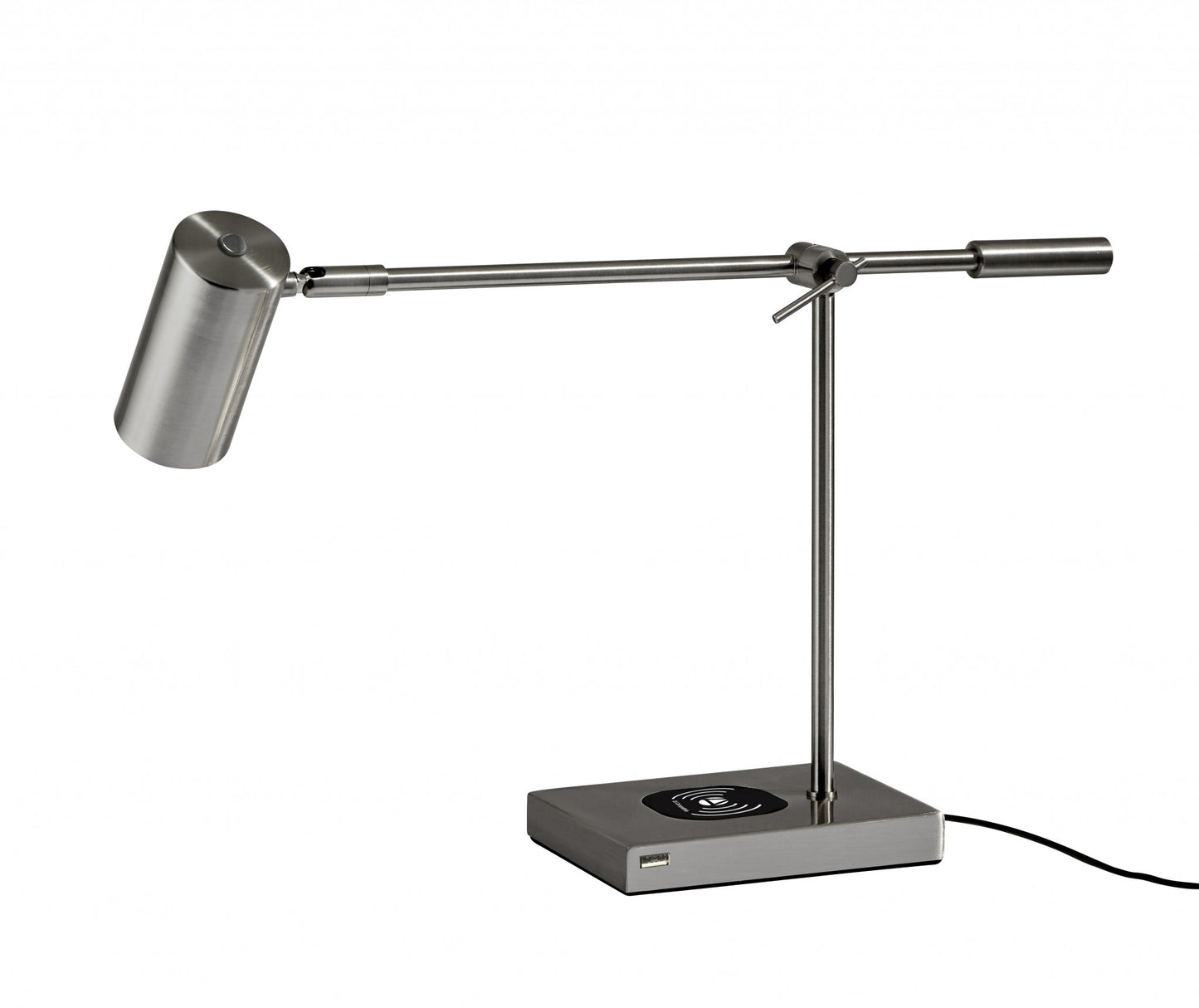 5" X 22.5"  X 12.25-22.25" Brushed Steel Metal Led Desk Lamp