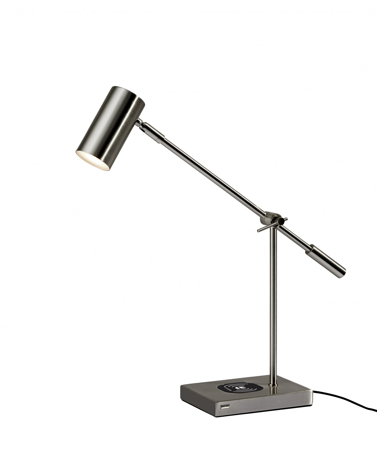 5" X 22.5"  X 12.25-22.25" Brushed Steel Metal Led Desk Lamp