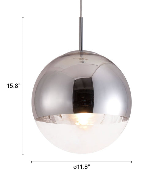 Chrome Half and Half Orb Ceiling Lamp