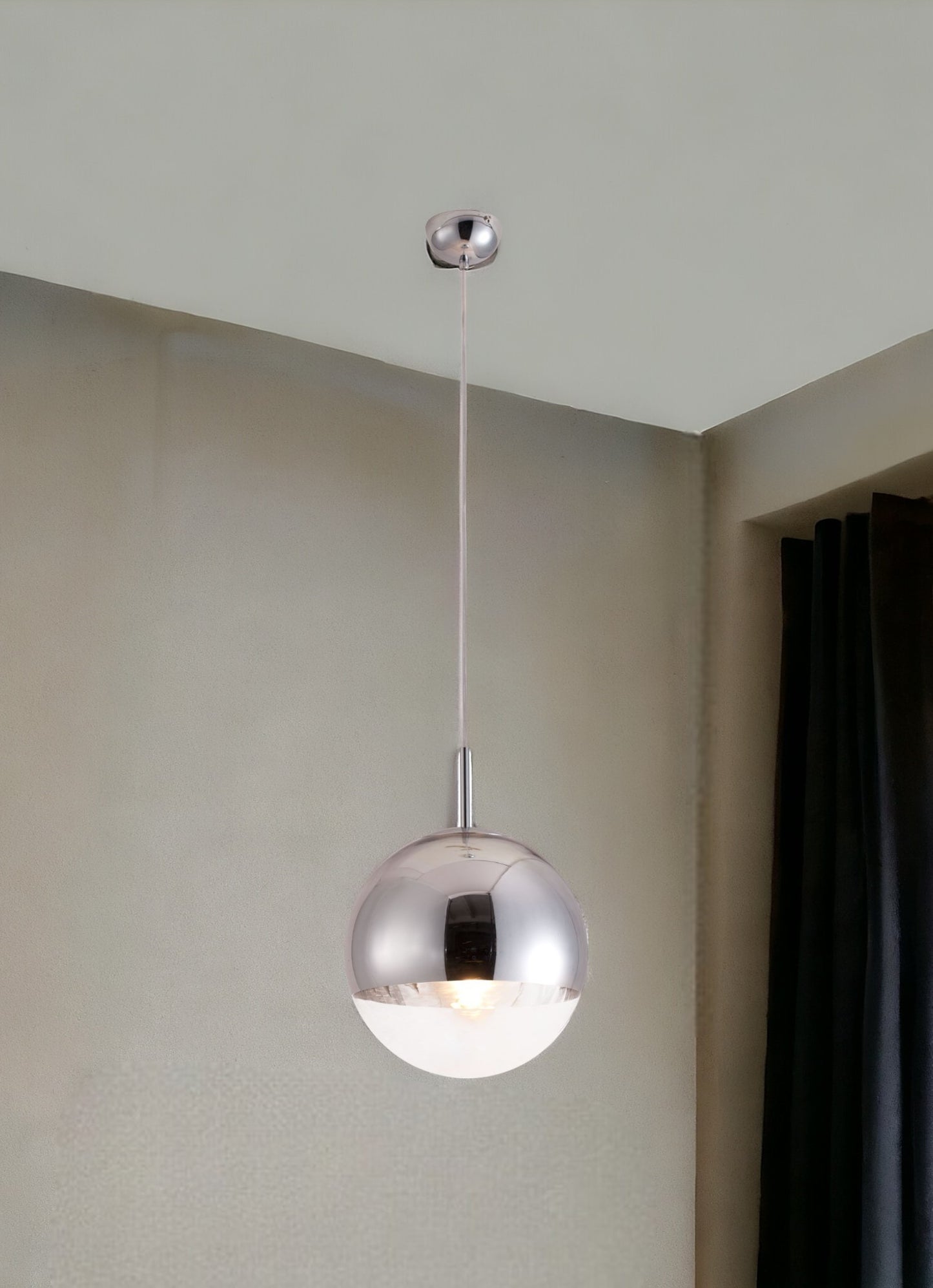 Chrome Half and Half Orb Ceiling Lamp