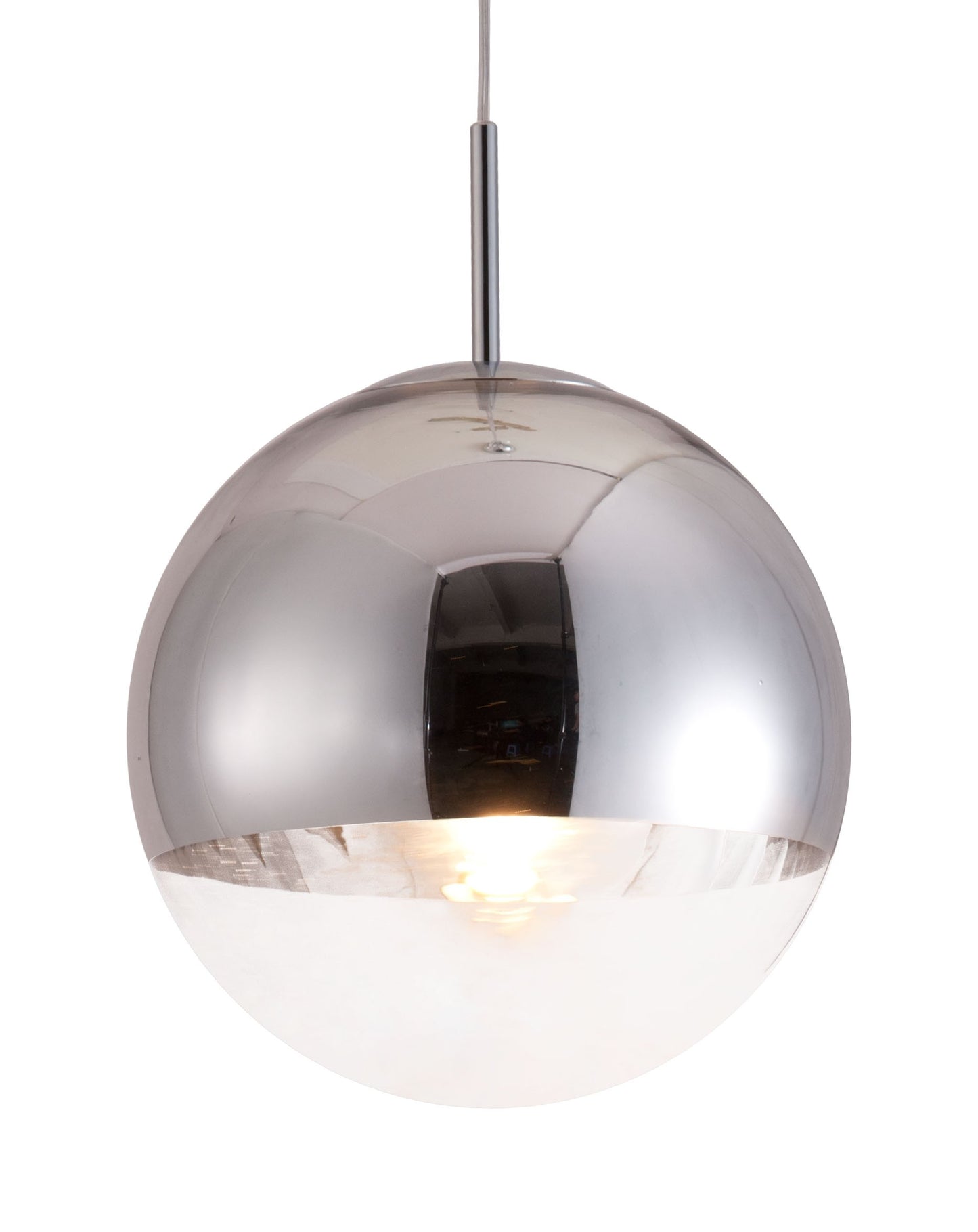 Chrome Half and Half Orb Ceiling Lamp