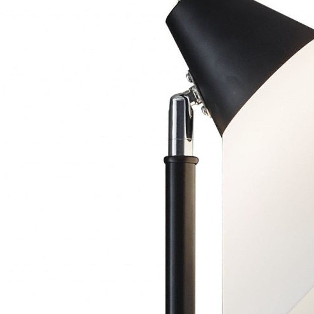 Elemental Black Metal Torchiere With White Cone Shade