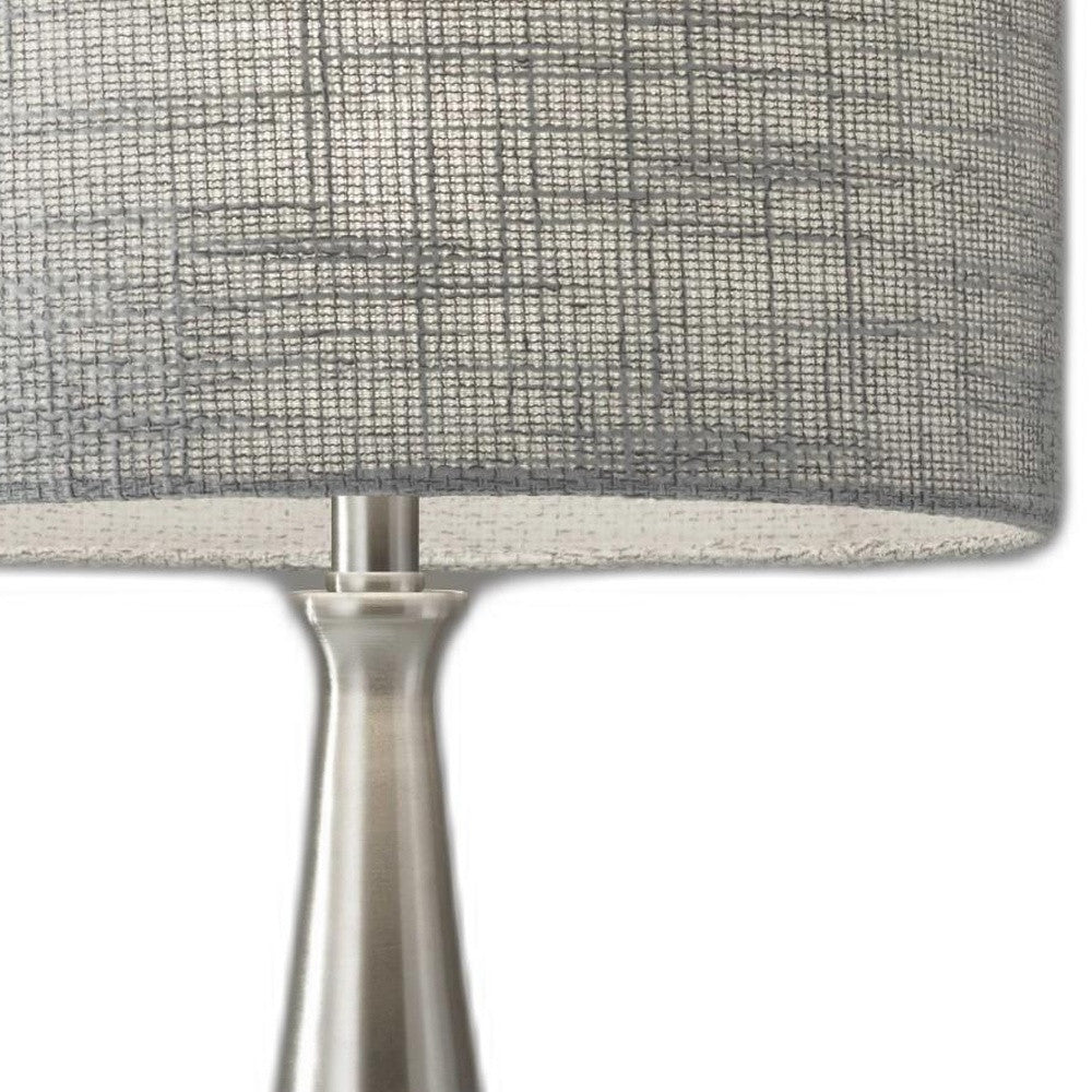 Brushed Steel Metal Finish Tapered Basectable Lamp