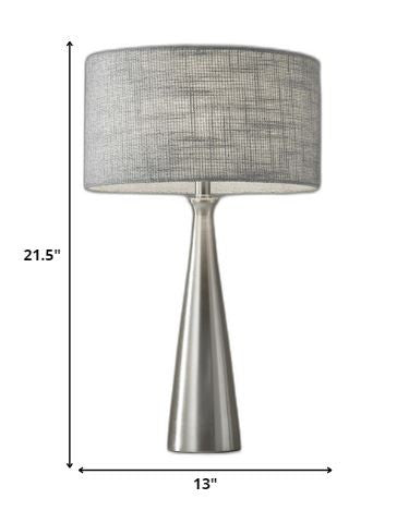 Brushed Steel Metal Finish Tapered Basectable Lamp