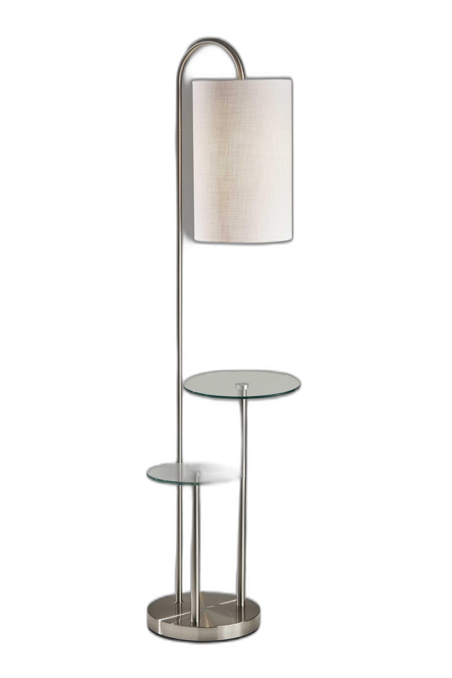 66" Tray Table Floor Lamp With White Drum Shade