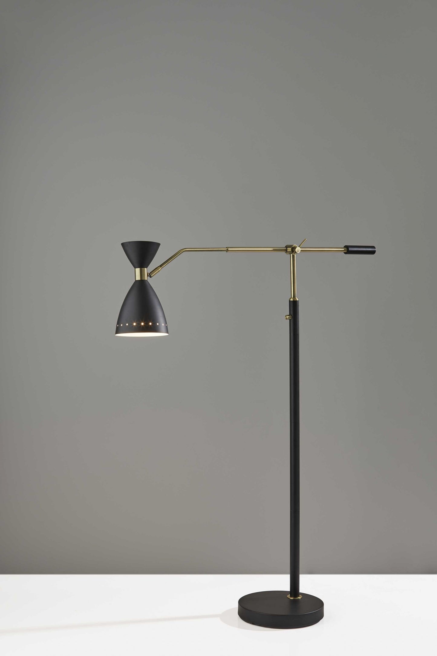 66" Black Task Floor Lamp With Black Cone Shade