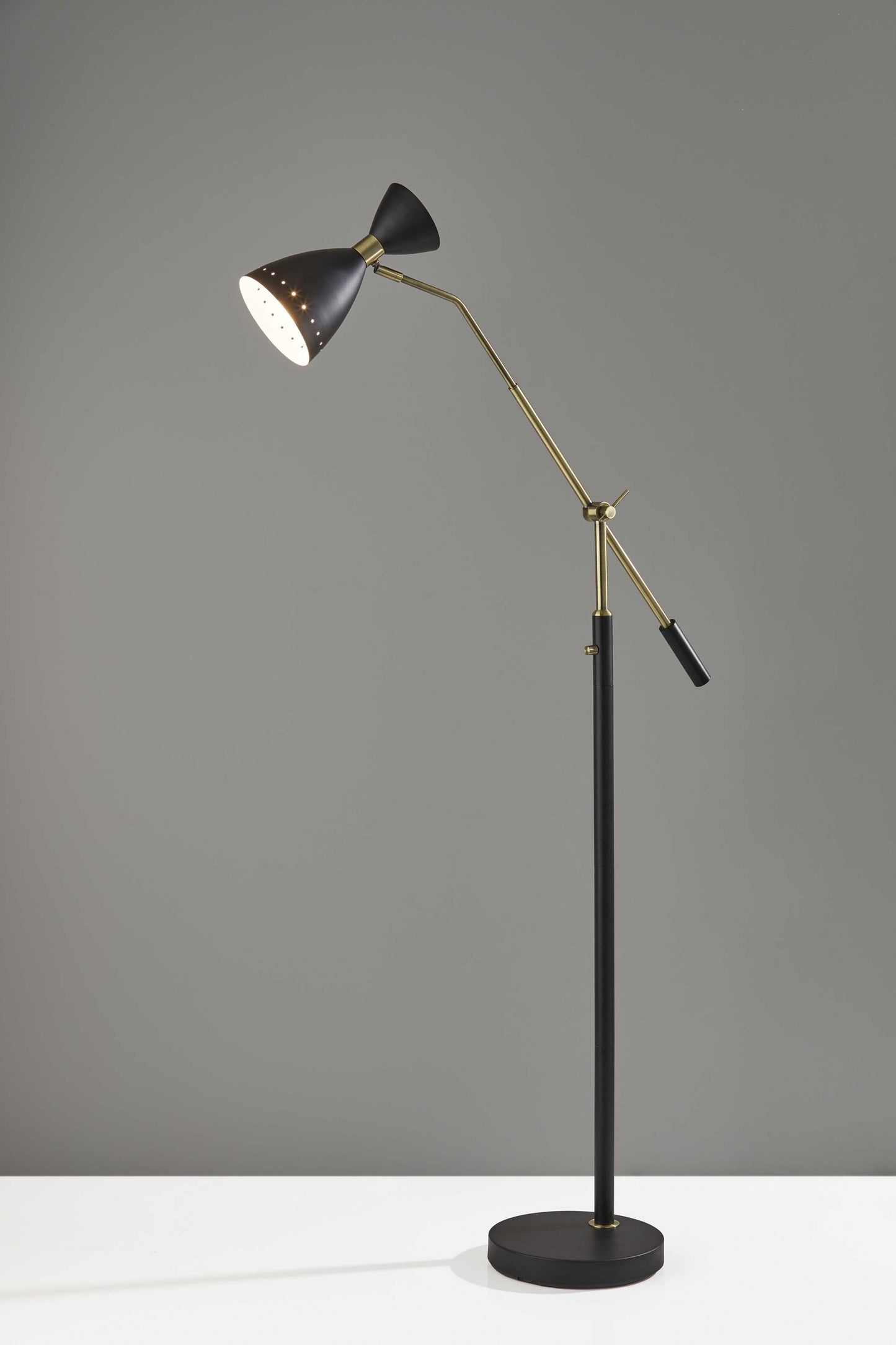 66" Black Task Floor Lamp With Black Cone Shade