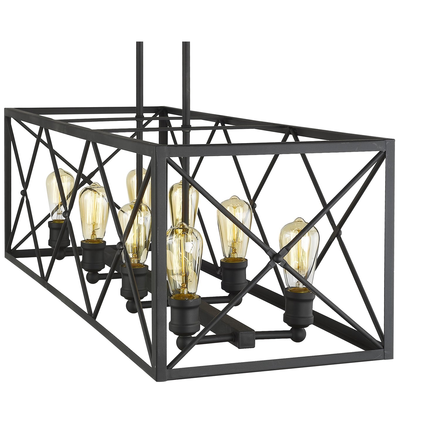 Brooklyn 8-Light Matte Black Island Pendant With Metal Framework Shade