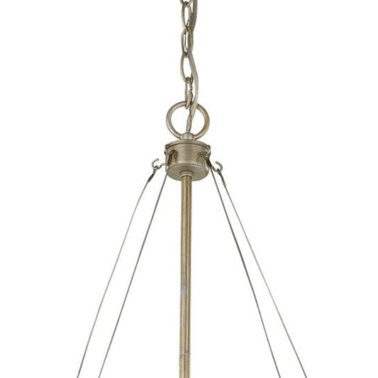 Nora 4-Light Washed Gold Drum Pendant With Abstract Open-Air Cage Shade