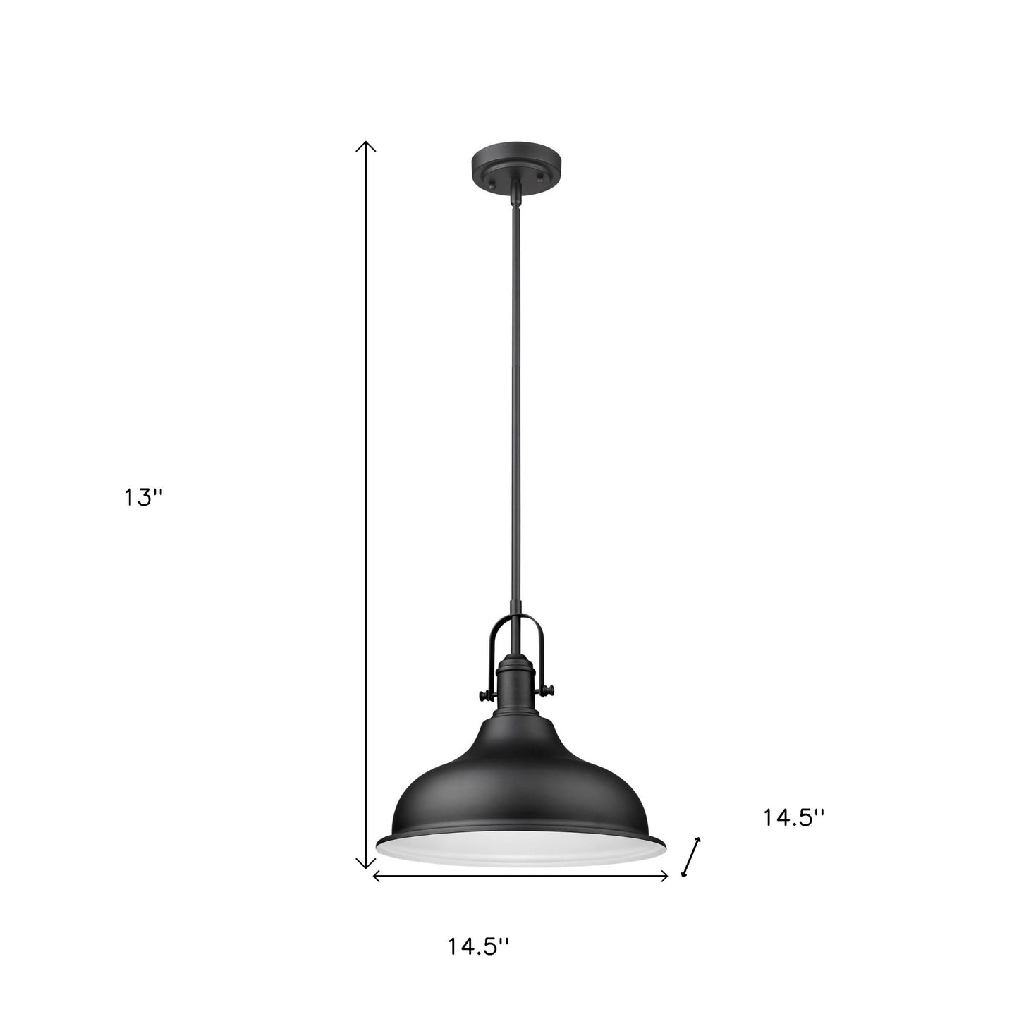 Matte Black Hanging Light with Dome Shade