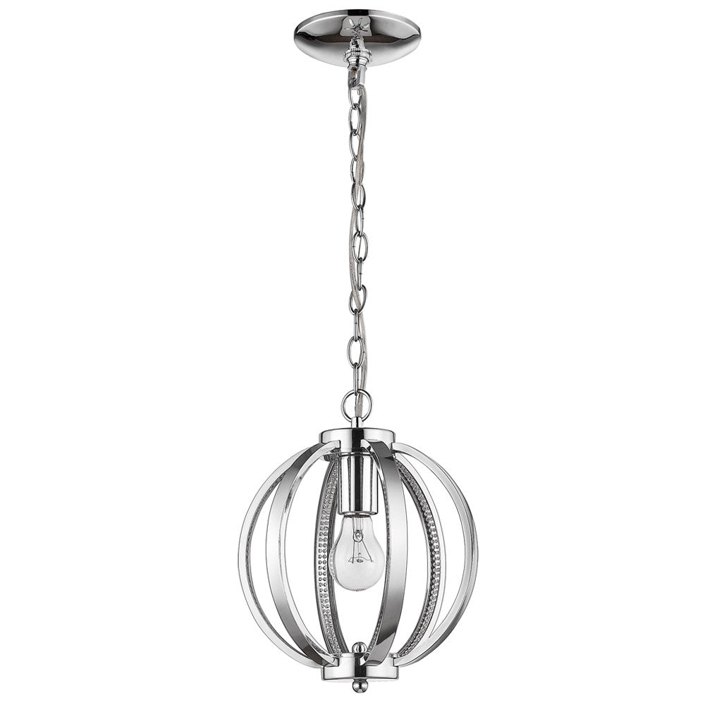 Nevaeh 1-Light Chrome Globe Pendant With Crystal Accents