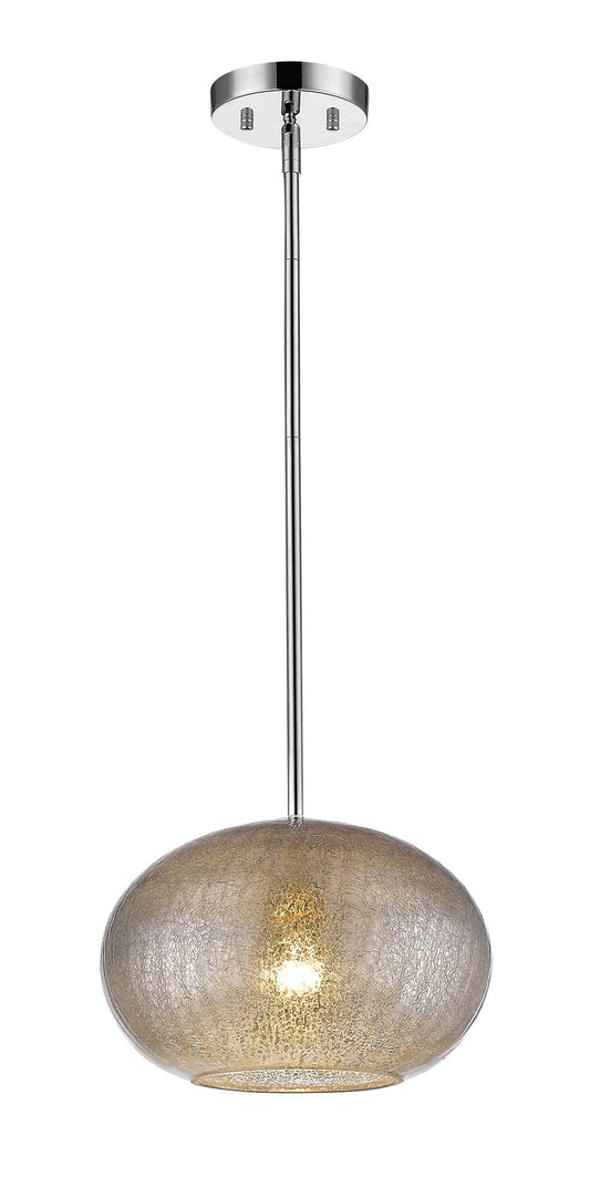 Brielle 1-Light Polished Nickel Pendant With Textured Glass Shade