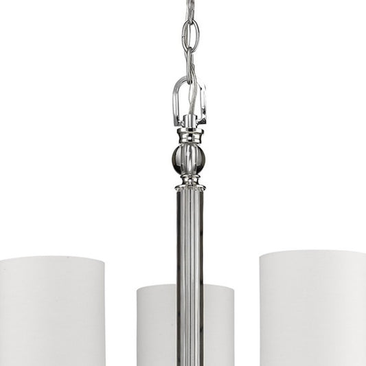 Lily 3-Light Polished Nickel Chandelier With Fabric Shades And Crystal Accents