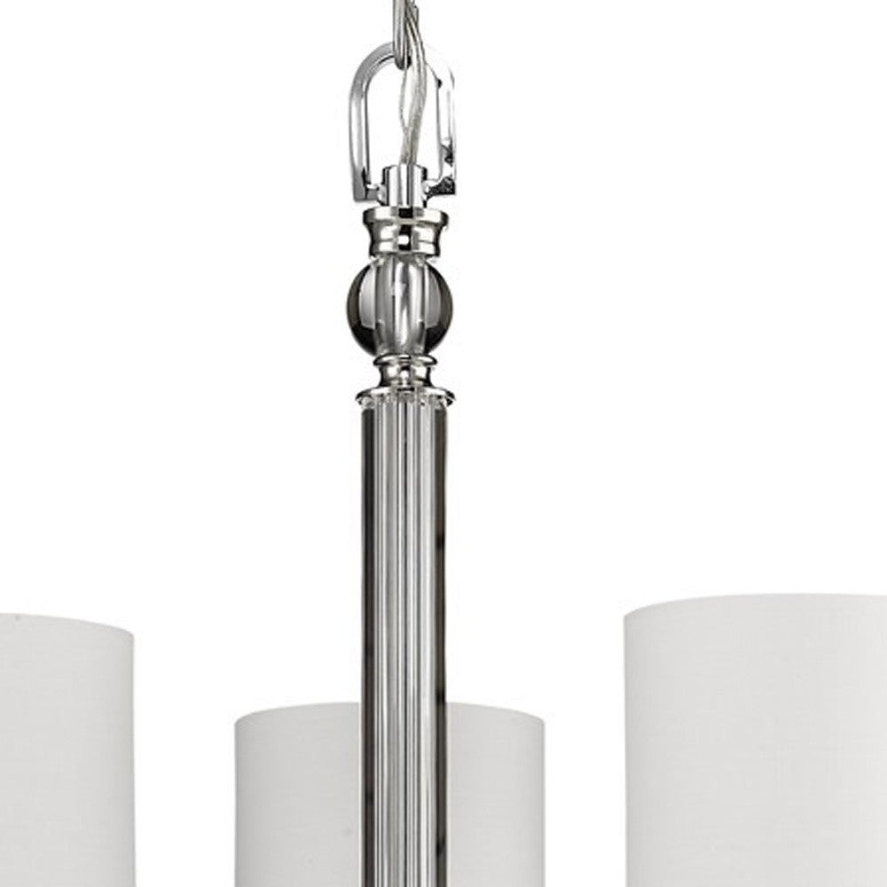 Lily 3-Light Polished Nickel Chandelier With Fabric Shades And Crystal Accents