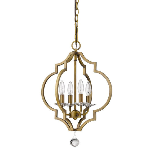 Peyton 4-Light Raw Brass Chandelier With Crystal Accents